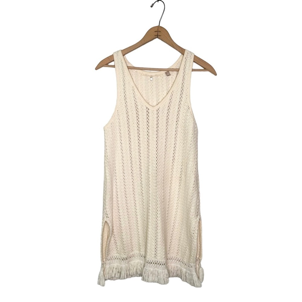Anthro | Knitted & Knotted Cream Sleeveless Sweater Tunic Size XS